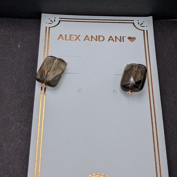 Alex and Ani Rose Gold Filled Smokey Quartz Earrings NIB - Picture 2 of 6